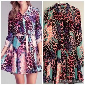 Y2K Bebe Long Sleeve Pink Bandage Dress Mystery Girls Sz L Leopard